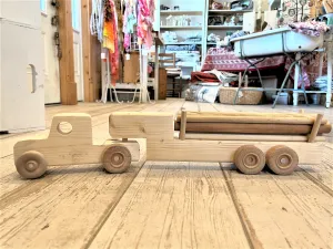 Handcrafted Wooden Baby Toys - Semi Truck Hauler   Logs