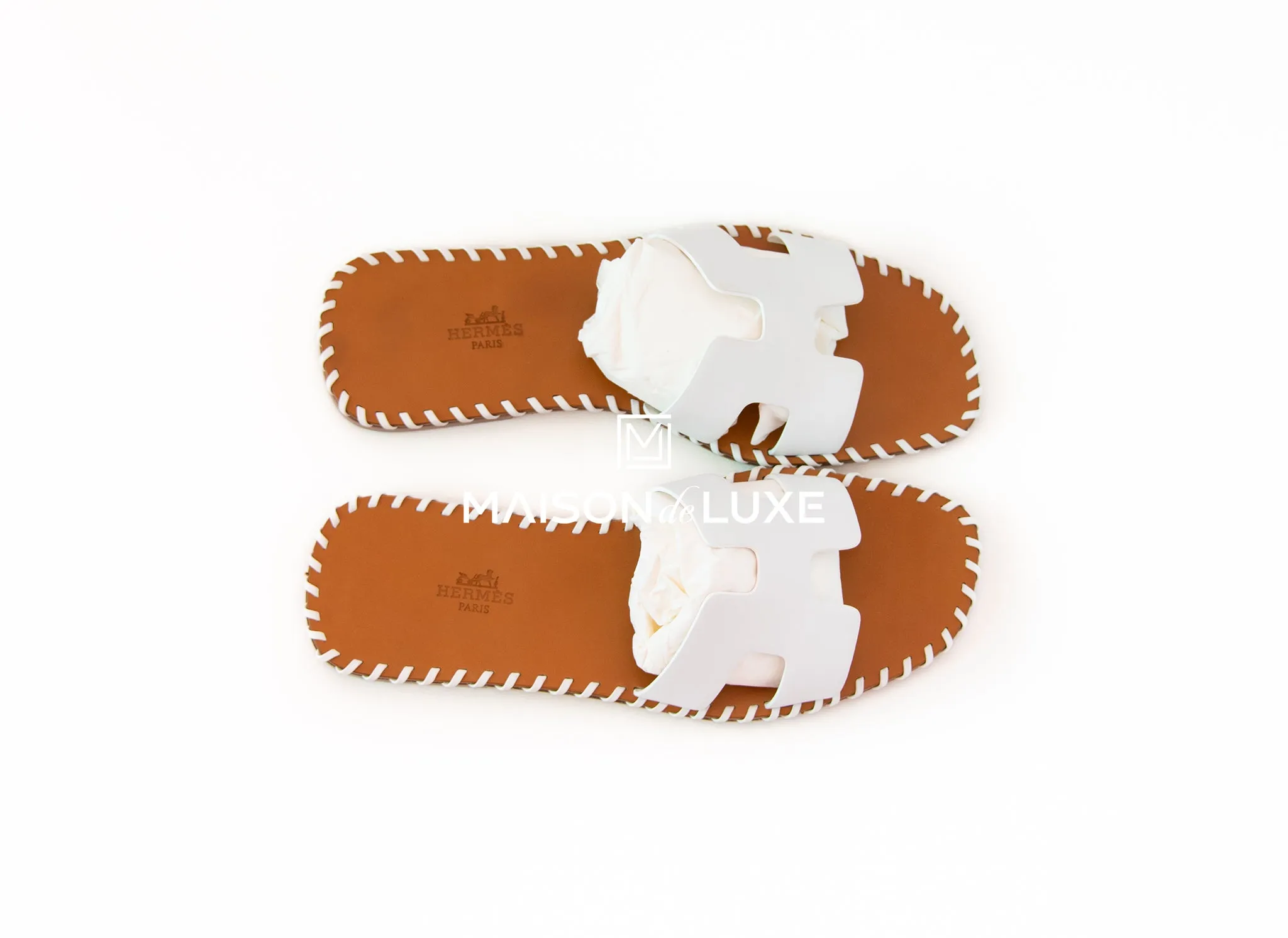Hermes Women's Braided White Oran Sandal 38
