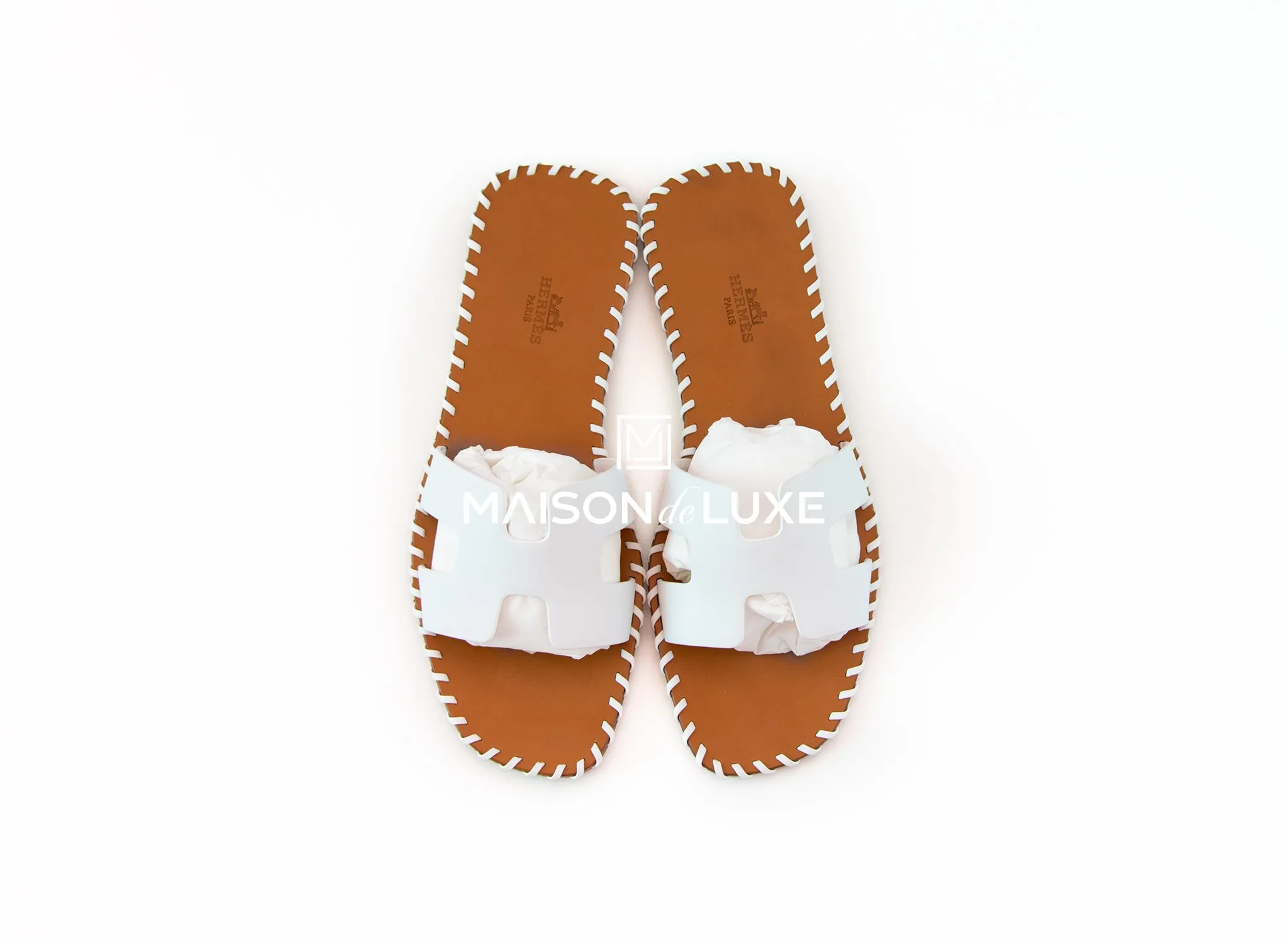 Hermes Women's Braided White Oran Sandal 38