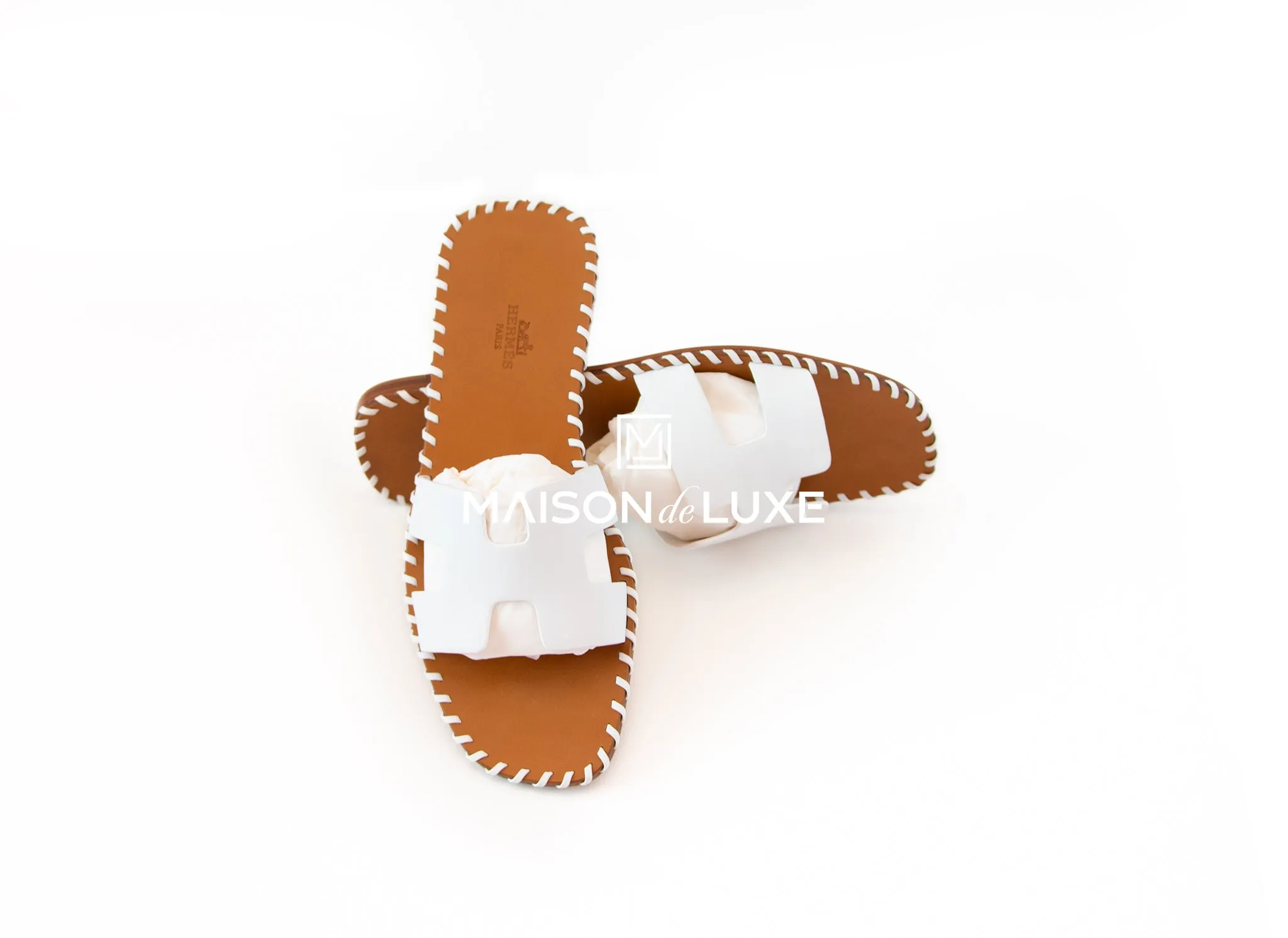 Hermes Women's Braided White Oran Sandal 38