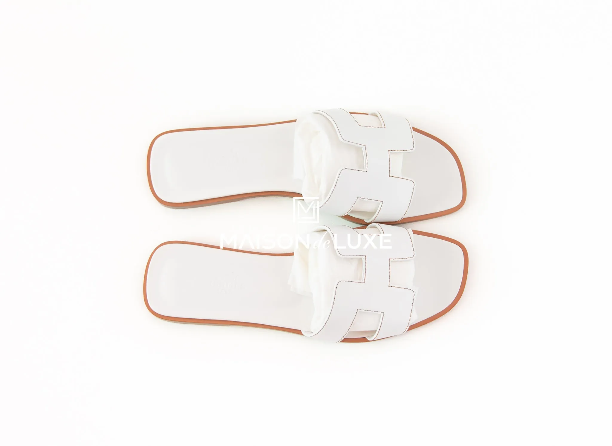 Hermes Women's White Oran Sandal Slipper 38 Shoes