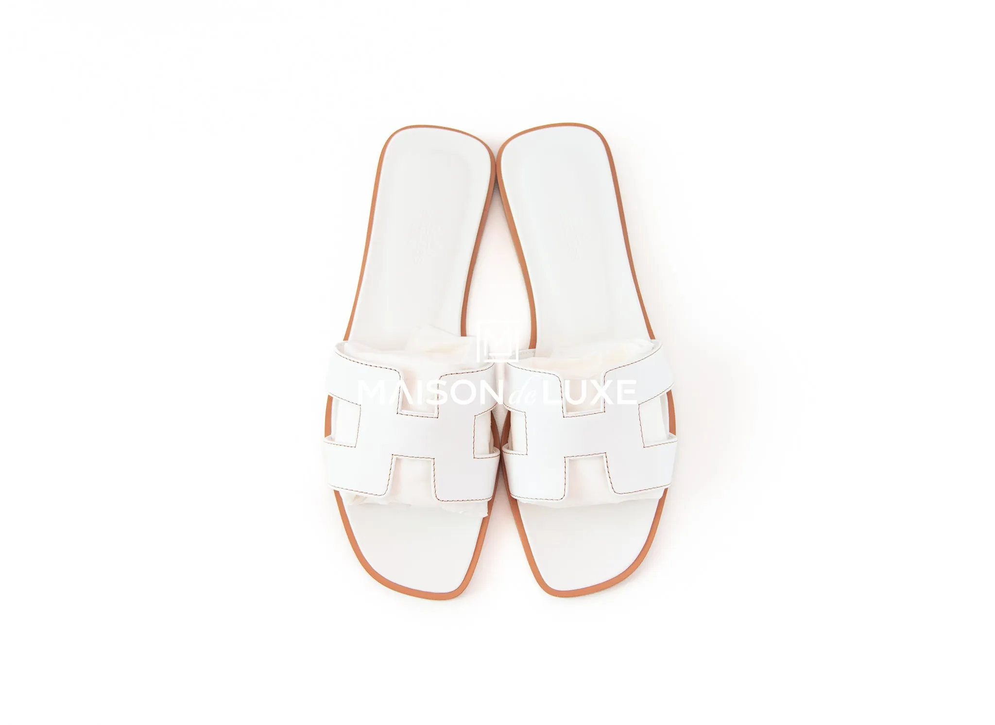 Hermes Women's White Oran Sandal Slipper 38 Shoes