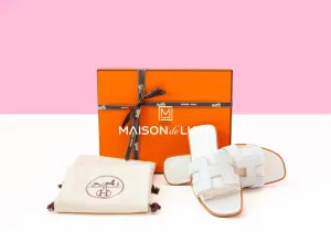 Hermes Women's White Oran Sandal Slipper 38 Shoes