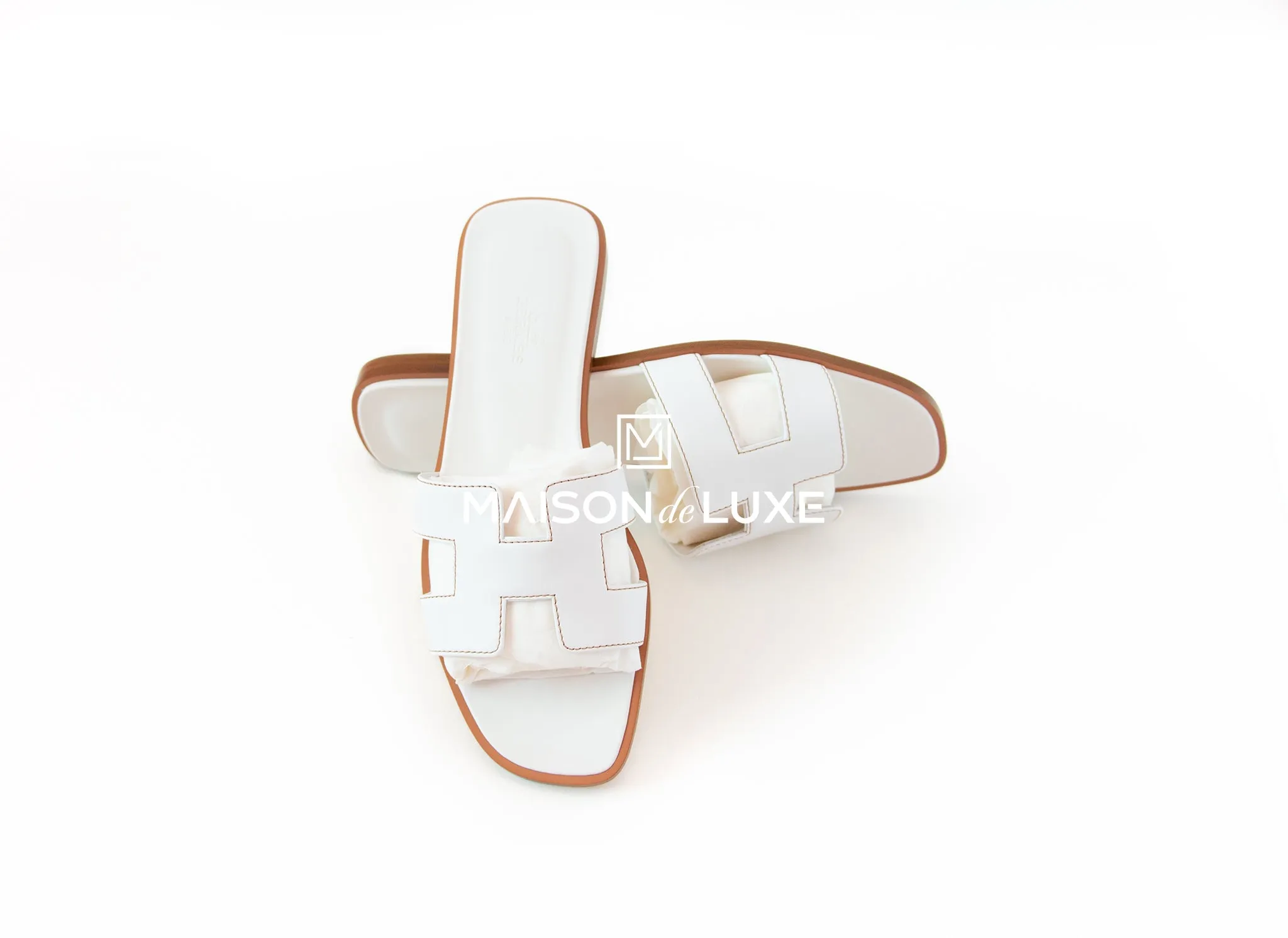 Hermes Women's White Oran Sandal Slipper 38 Shoes