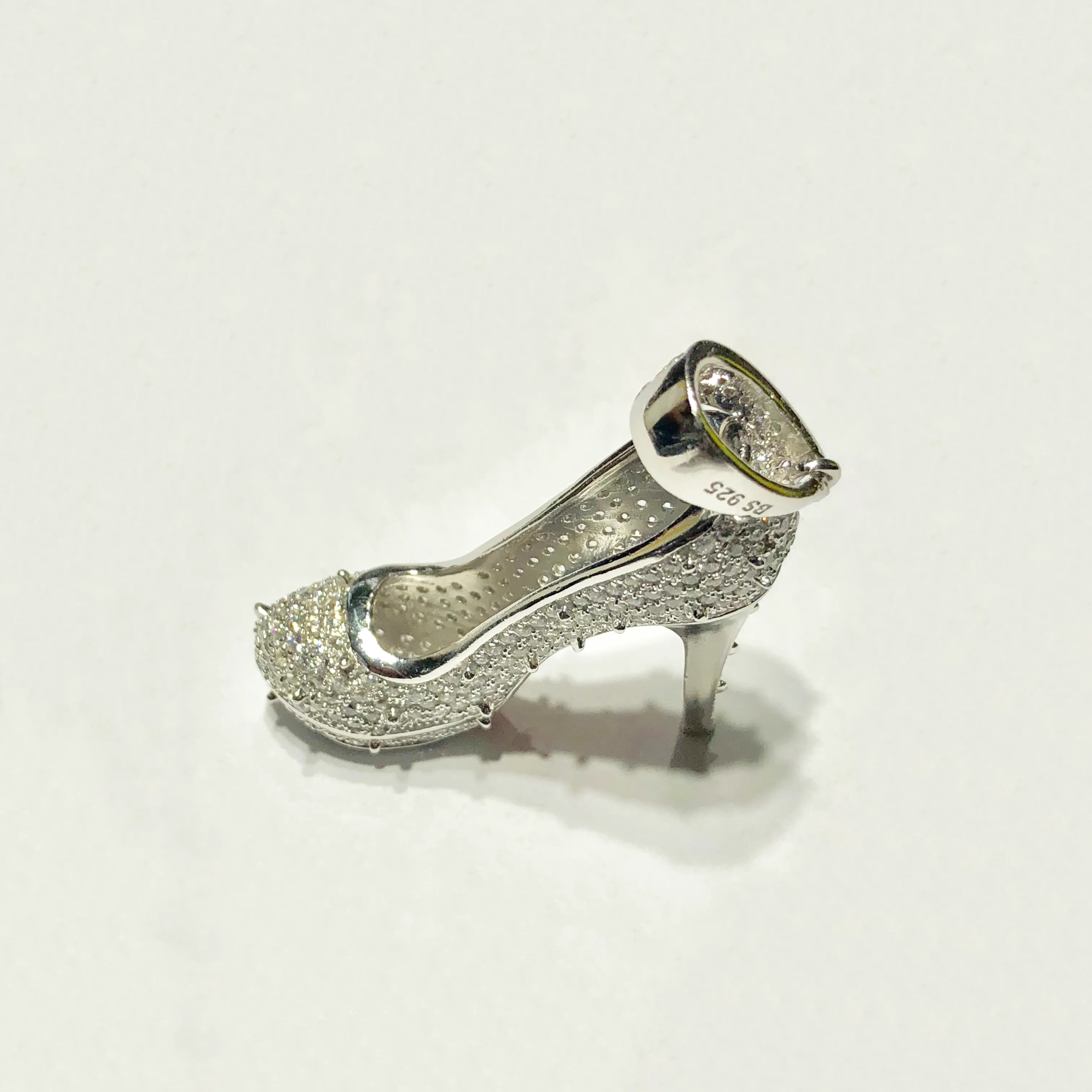 High Heel CZ Iced-Out Pendant (Silver)