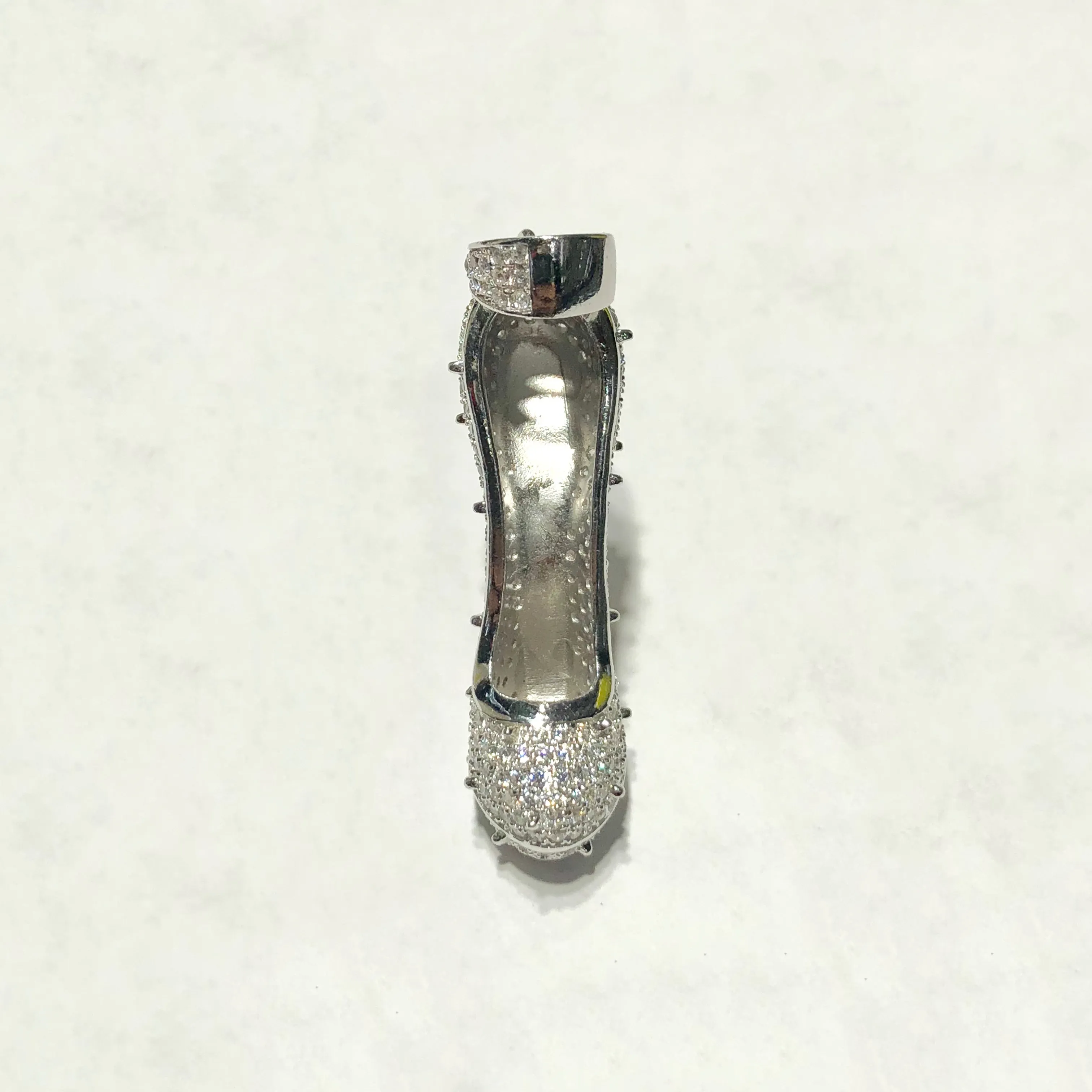 High Heel CZ Iced-Out Pendant (Silver)