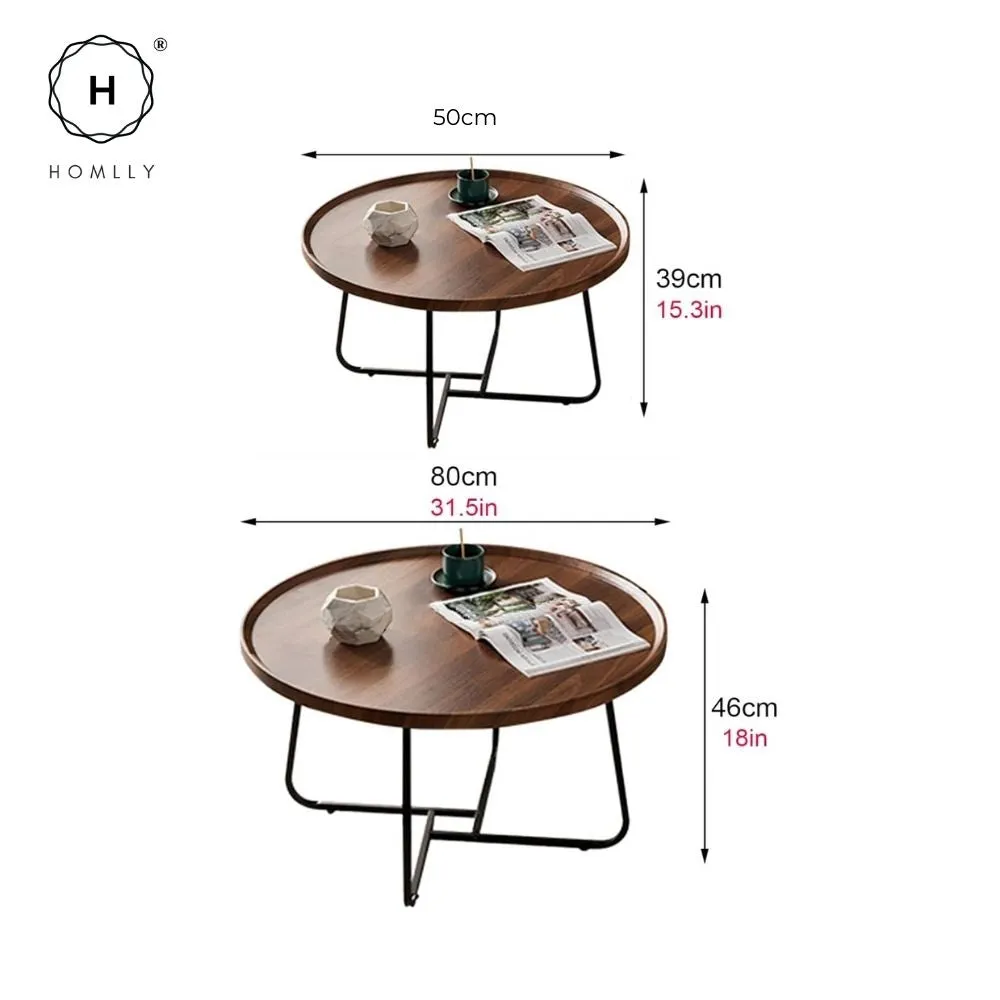 Homlly Round Living Room Sofa Coffee Table