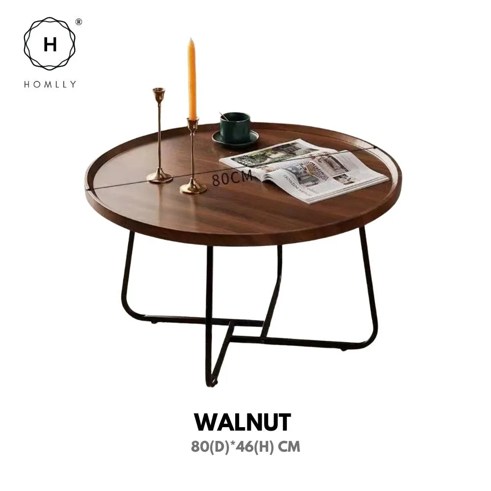 Homlly Round Living Room Sofa Coffee Table