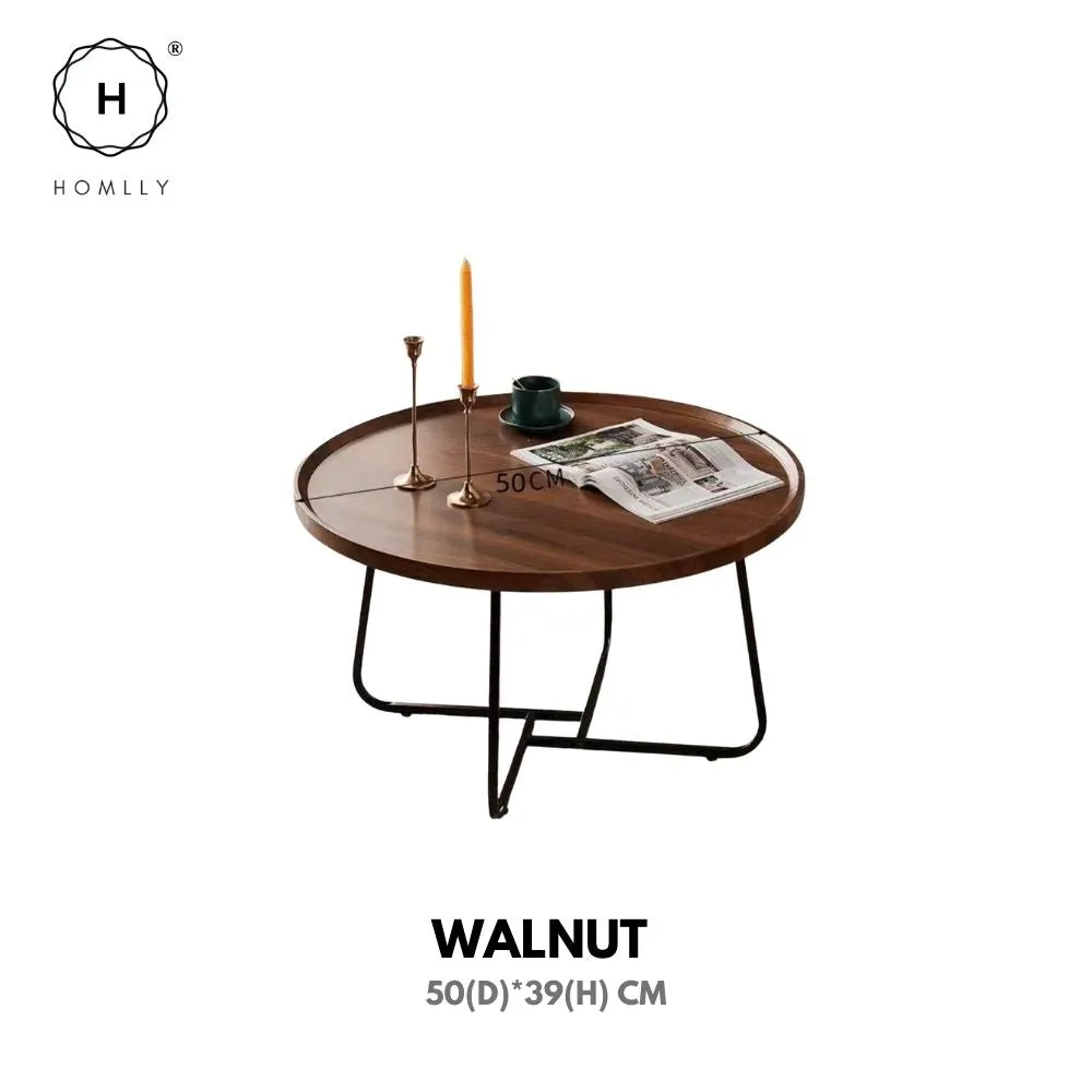 Homlly Round Living Room Sofa Coffee Table