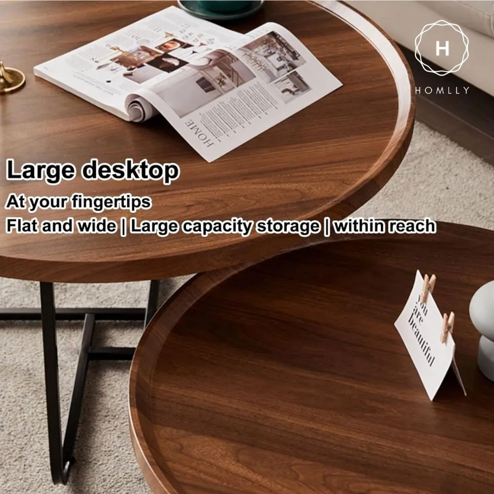 Homlly Round Living Room Sofa Coffee Table
