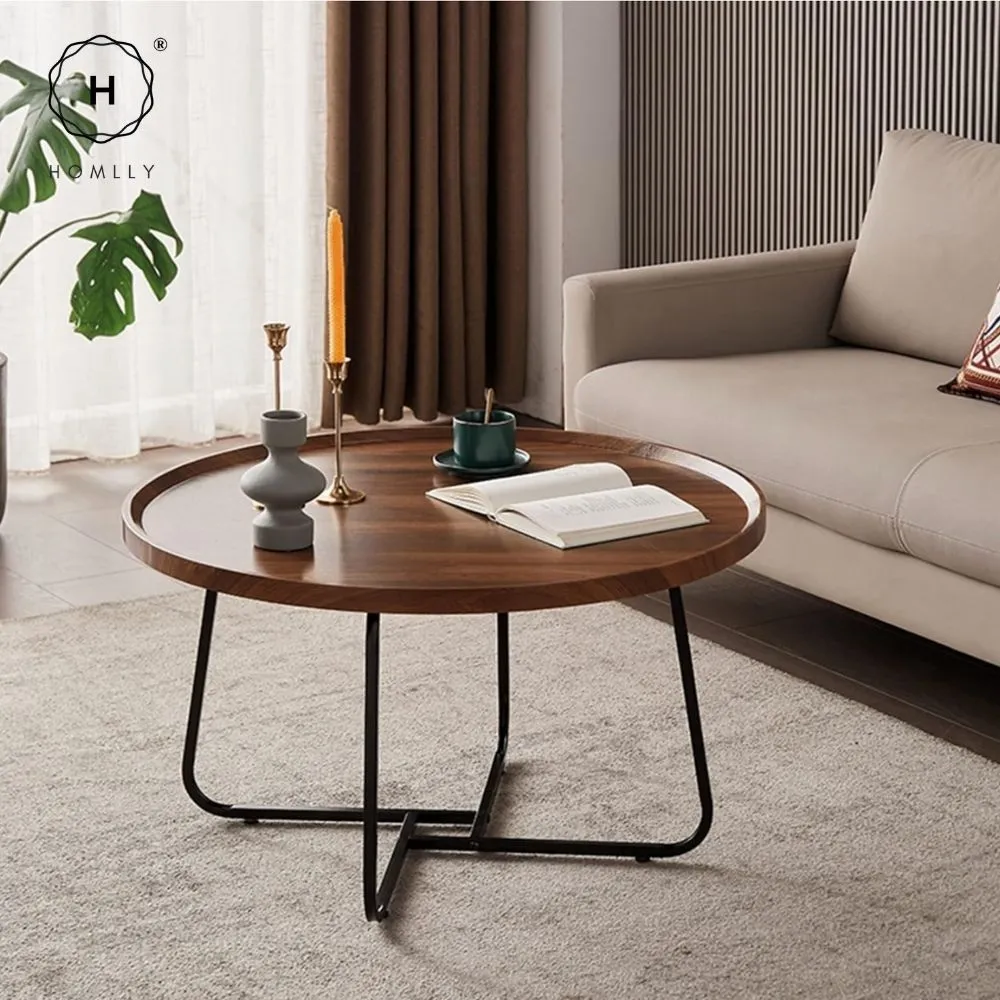 Homlly Round Living Room Sofa Coffee Table