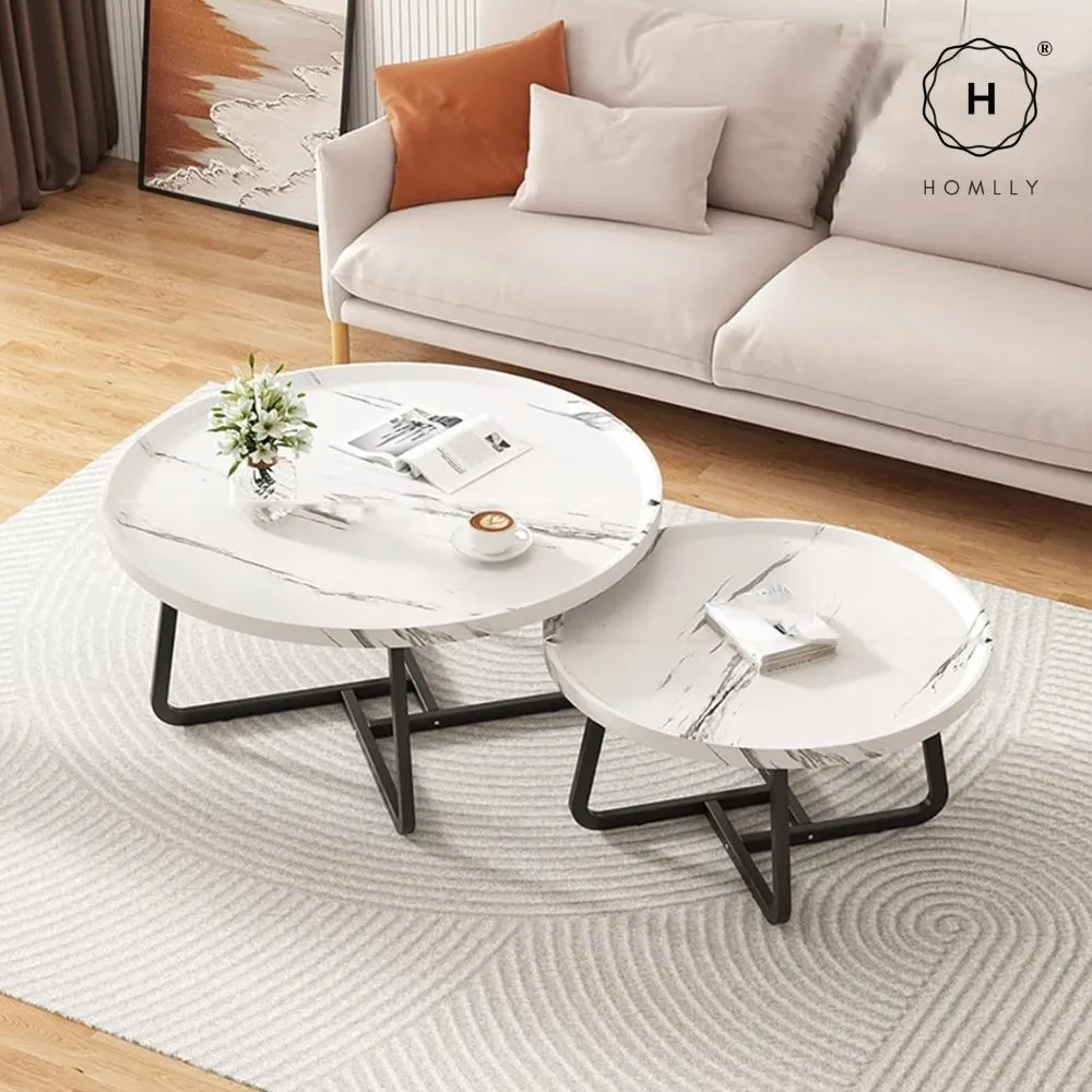 Homlly Round Living Room Sofa Coffee Table