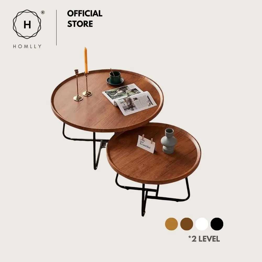 Homlly Round Living Room Sofa Coffee Table