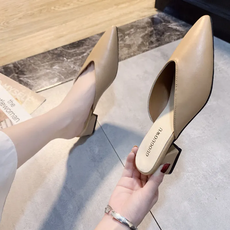 INSTOCK-half slippers women's shoes 2024 spring new Korean style