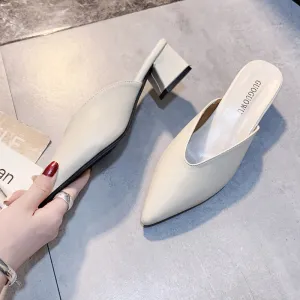 INSTOCK-half slippers women's shoes 2024 spring new Korean style