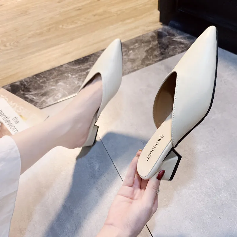 INSTOCK-half slippers women's shoes 2024 spring new Korean style