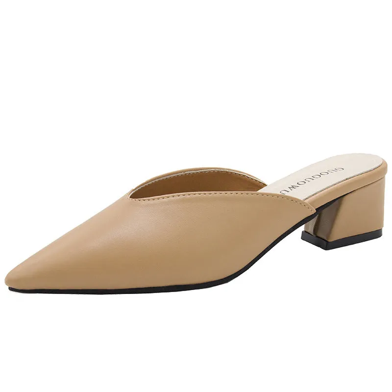 INSTOCK-half slippers women's shoes 2024 spring new Korean style