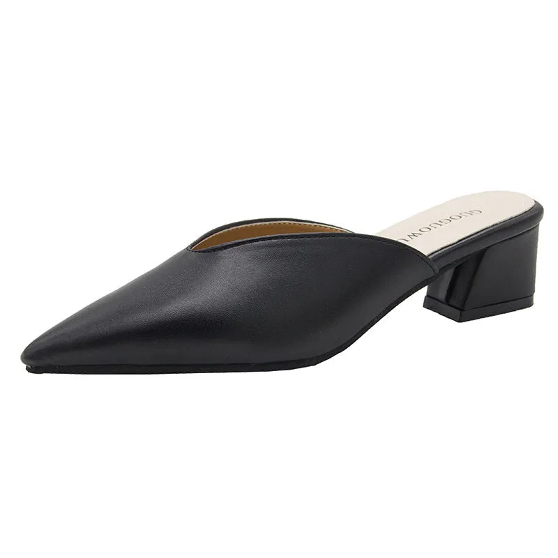 INSTOCK-half slippers women's shoes 2024 spring new Korean style