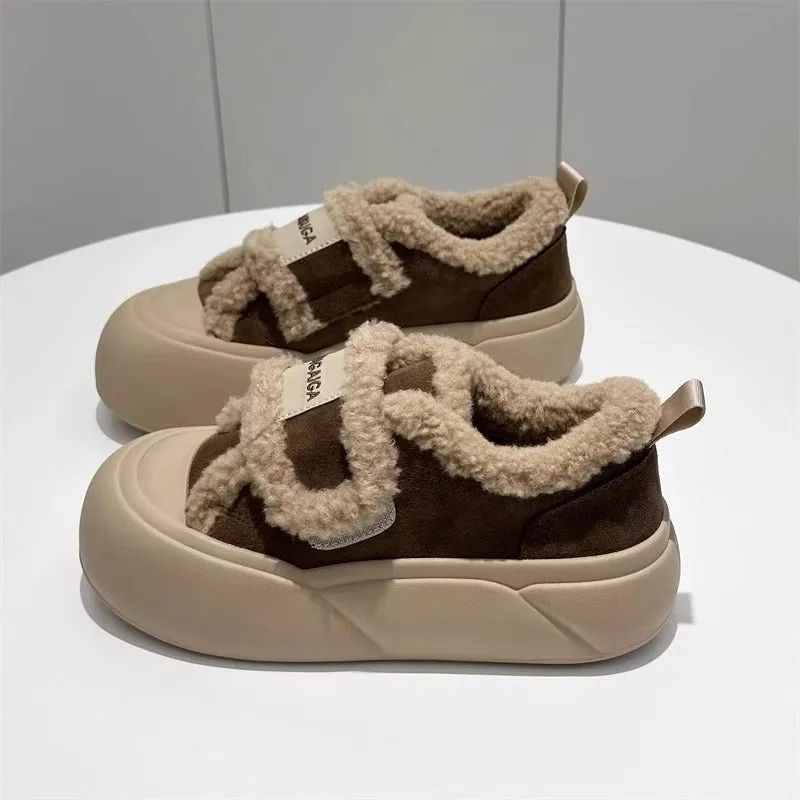INSTOCK-Platform sole Velcro cotton shoes for women winter plus