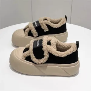 INSTOCK-Platform sole Velcro cotton shoes for women winter plus