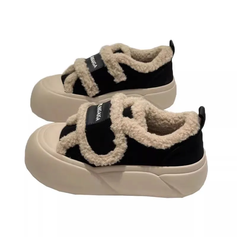 INSTOCK-Platform sole Velcro cotton shoes for women winter plus