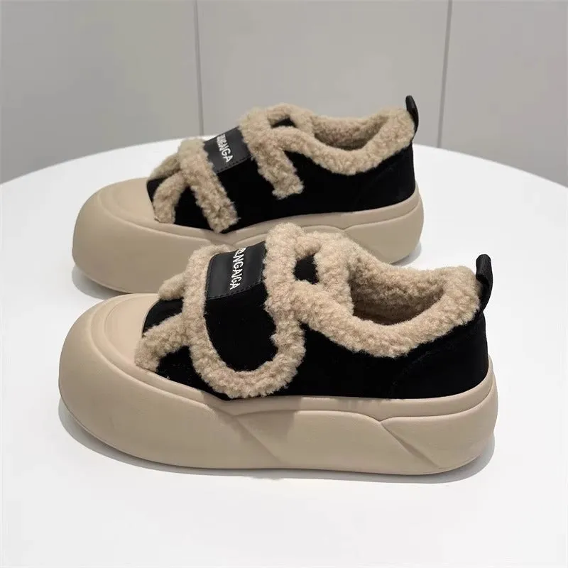 INSTOCK-Platform sole Velcro cotton shoes for women winter plus