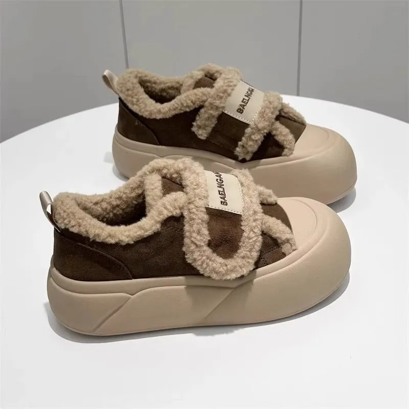 INSTOCK-Platform sole Velcro cotton shoes for women winter plus