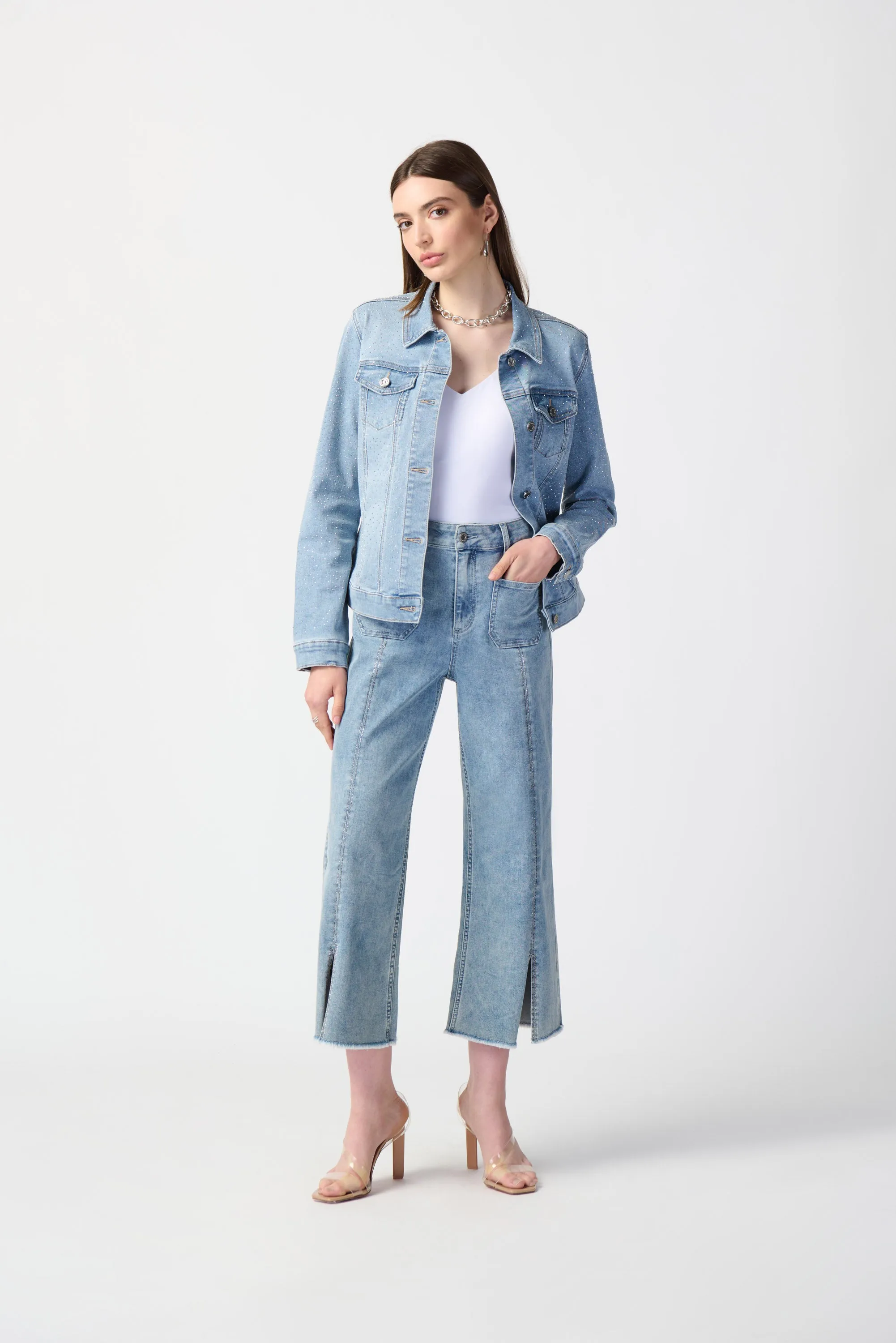 Joseph Ribkoff Culotte Jeans With Embellished Front Seam