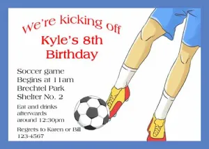 KICKING AROUND THE SOCCER BALL CUSTOM INVITATION
