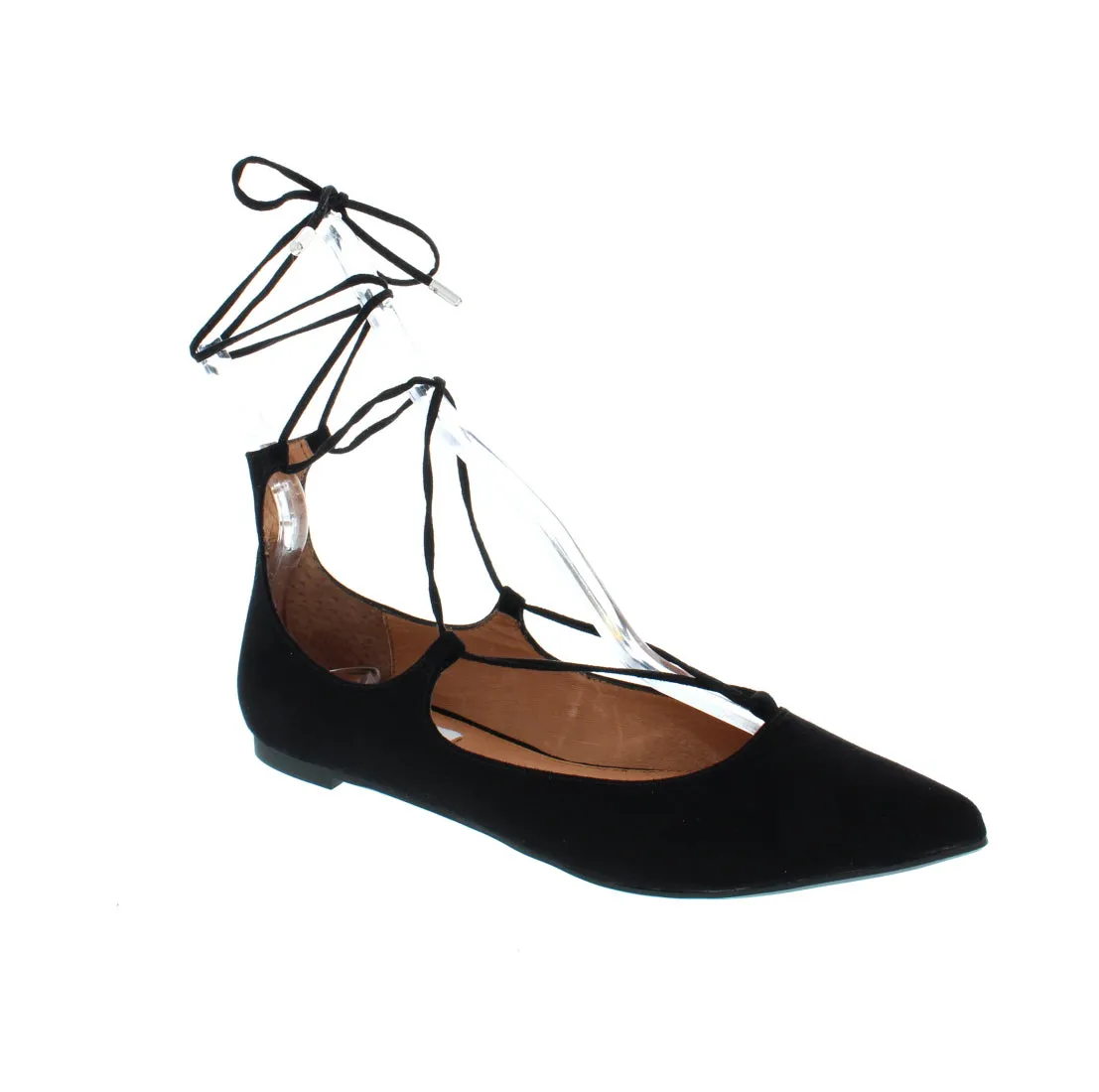 LA POINTED TOE FLAT WITH LONG LACES