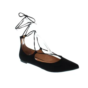 LA POINTED TOE FLAT WITH LONG LACES