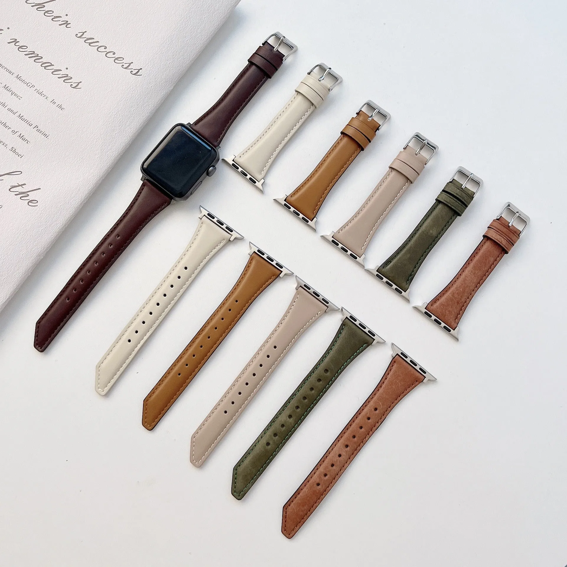 Ladies' Slim Retro Leather Band For Apple Watch