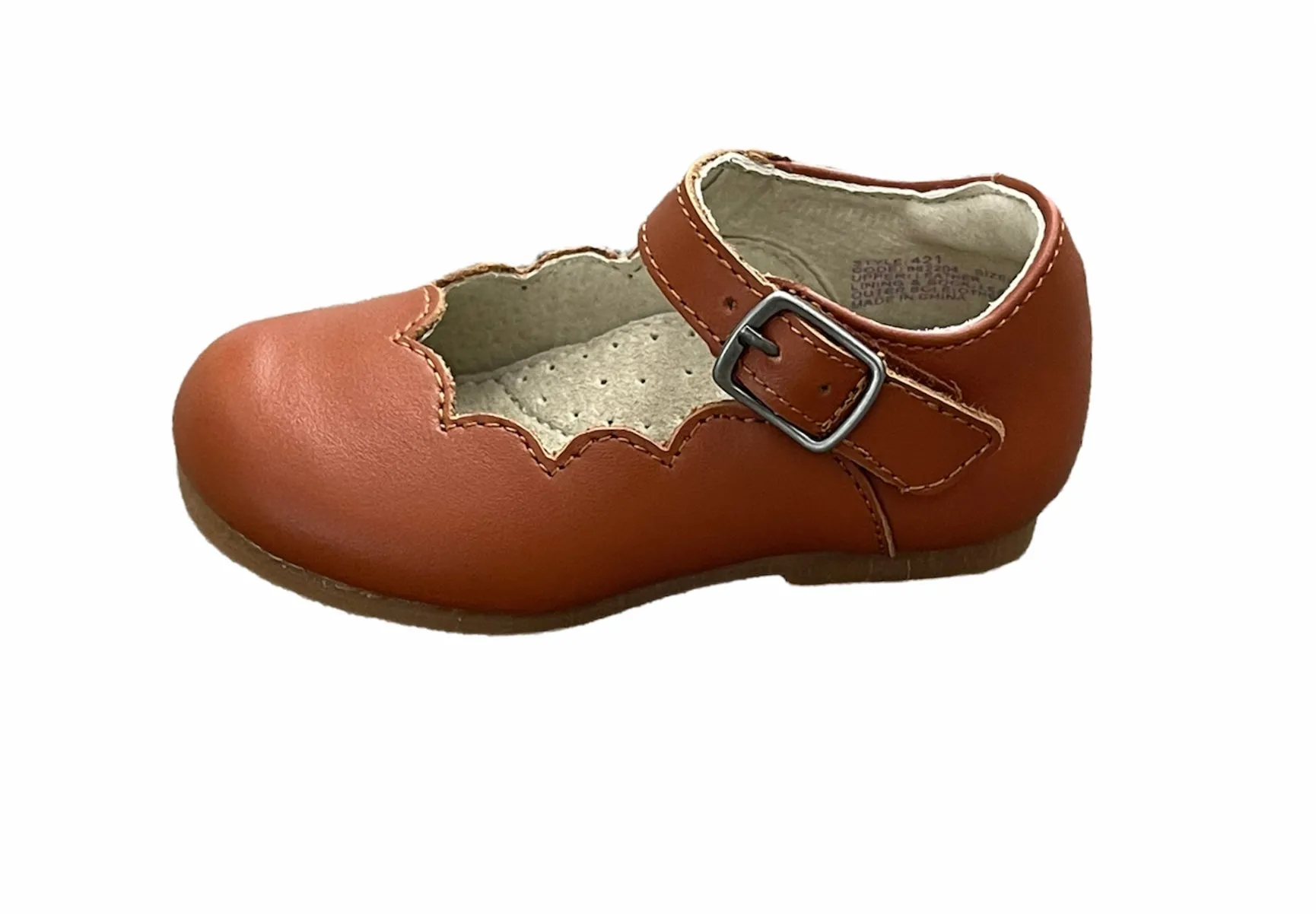 L'Amour Sonia Scalloped Flat - Cognac