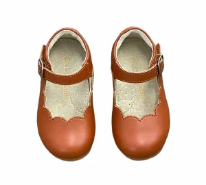 L'Amour Sonia Scalloped Flat - Cognac