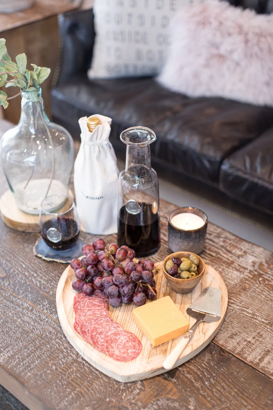 Large Heart Wood Tray