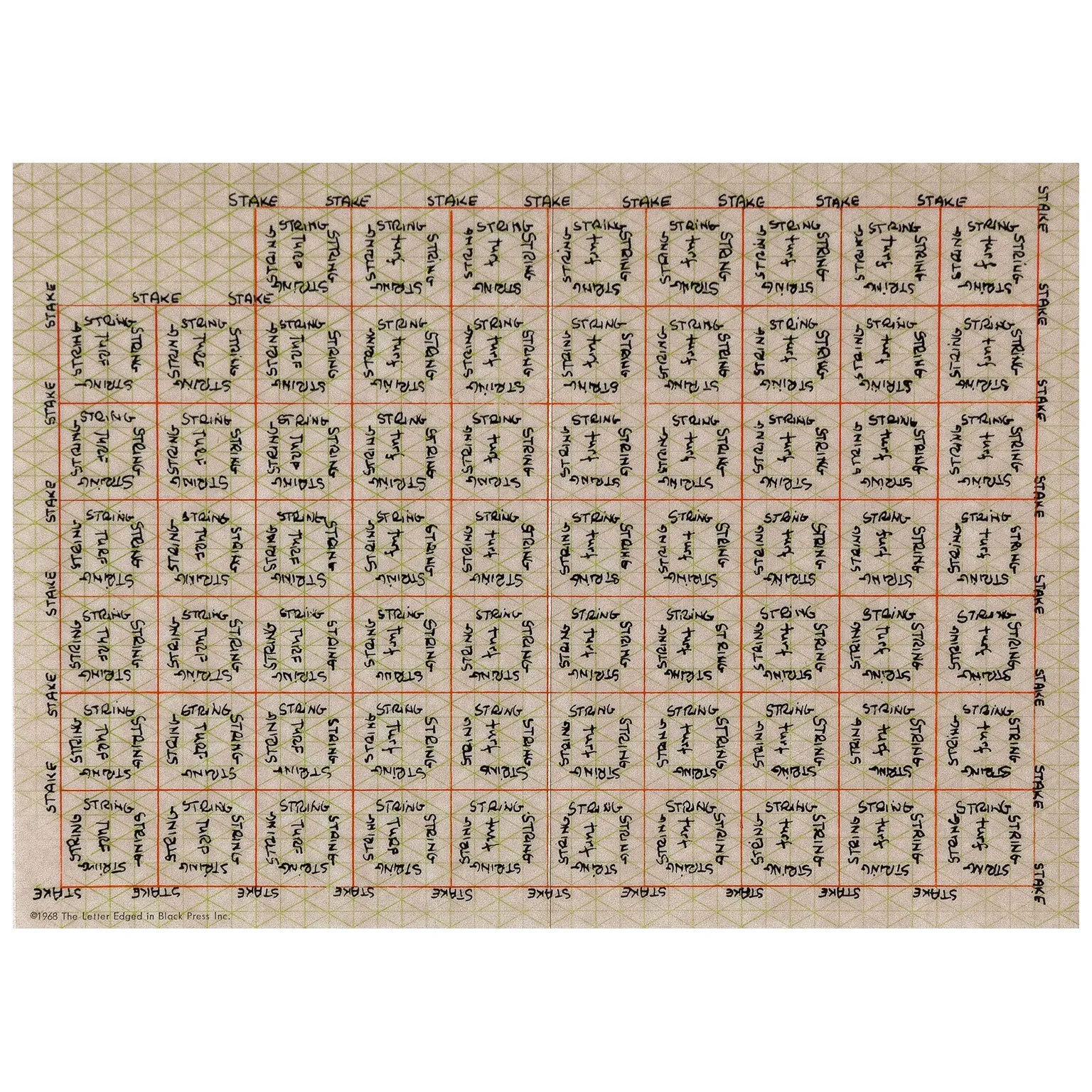 LAWRENCE WEINER "TURF, STAKE, AND STRING" (SMS NO.5), 1969