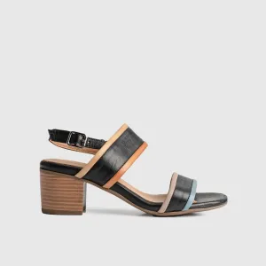 Leather Comfort Block Heel Sandal Multi 8852