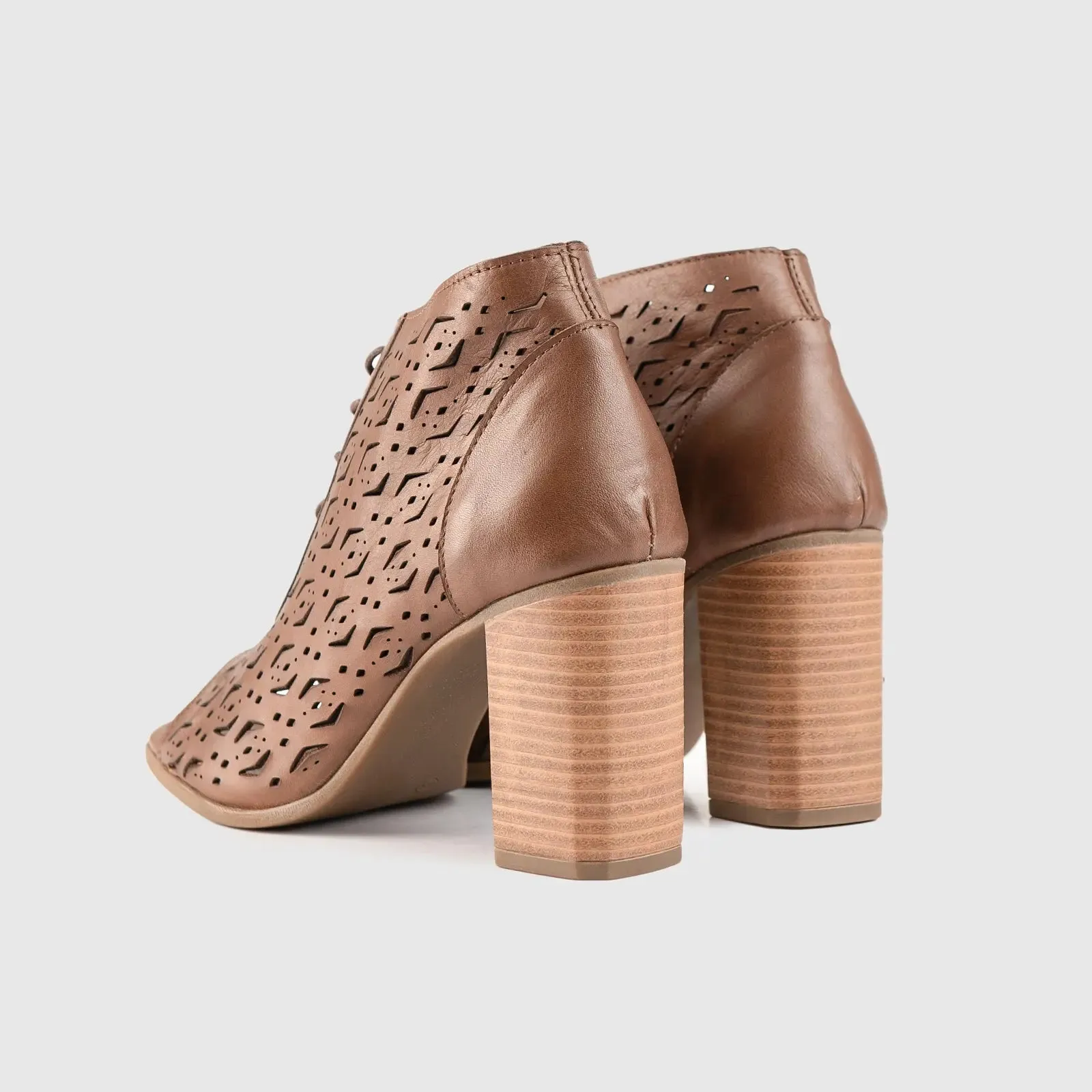 Leather Comfort High Heel Sandal Brown 8336