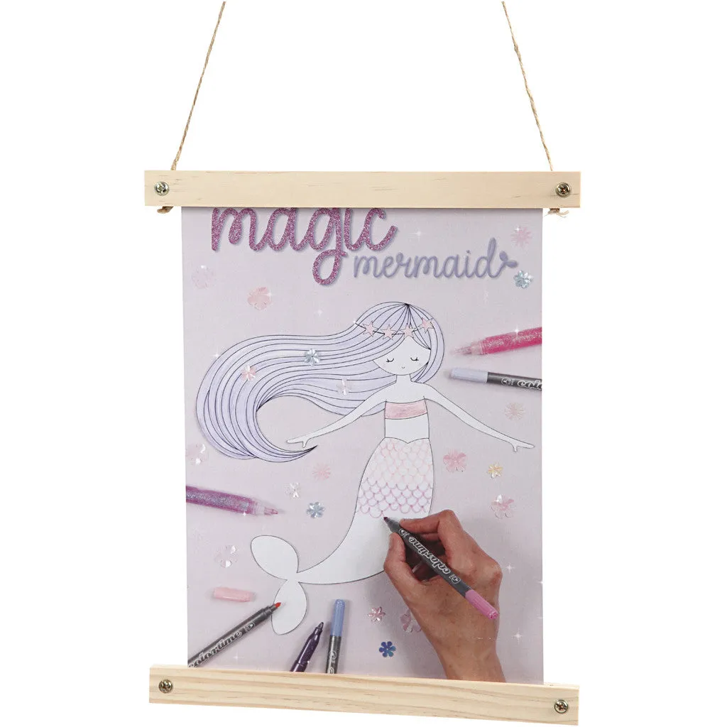 Light Wood Poster Hanger Set With Suspension Cord Hanging Home Decoration Crafts W: 25 cm