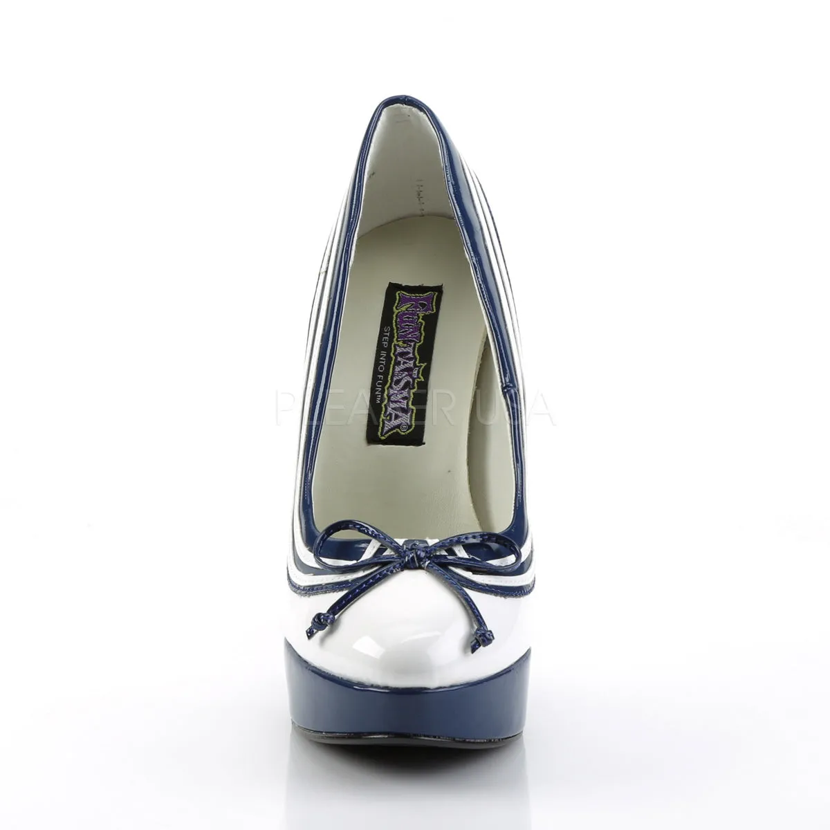 LOLITA-13  White-Navy Blue Patent
