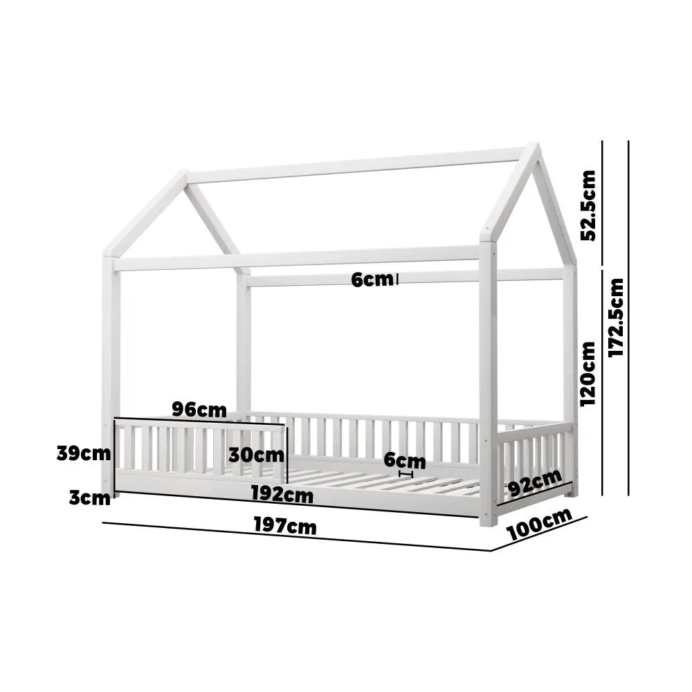 Luna Bed Frame Kids Wooden Single Timber House Frame Mattress Base Platform