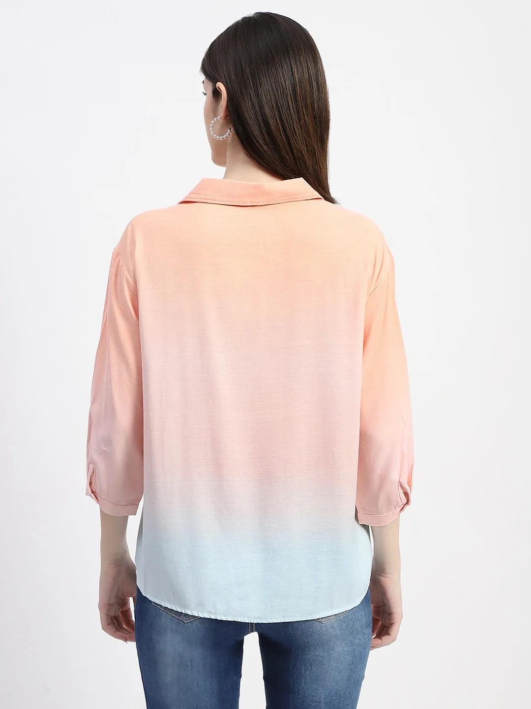 Madame Collared Embellished Orange Shirt