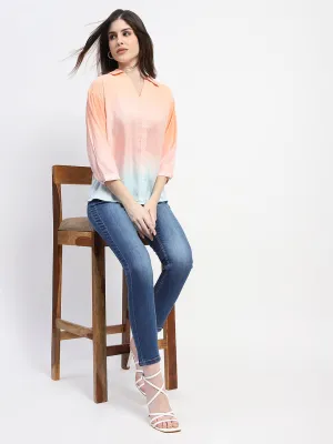Madame Collared Embellished Orange Shirt