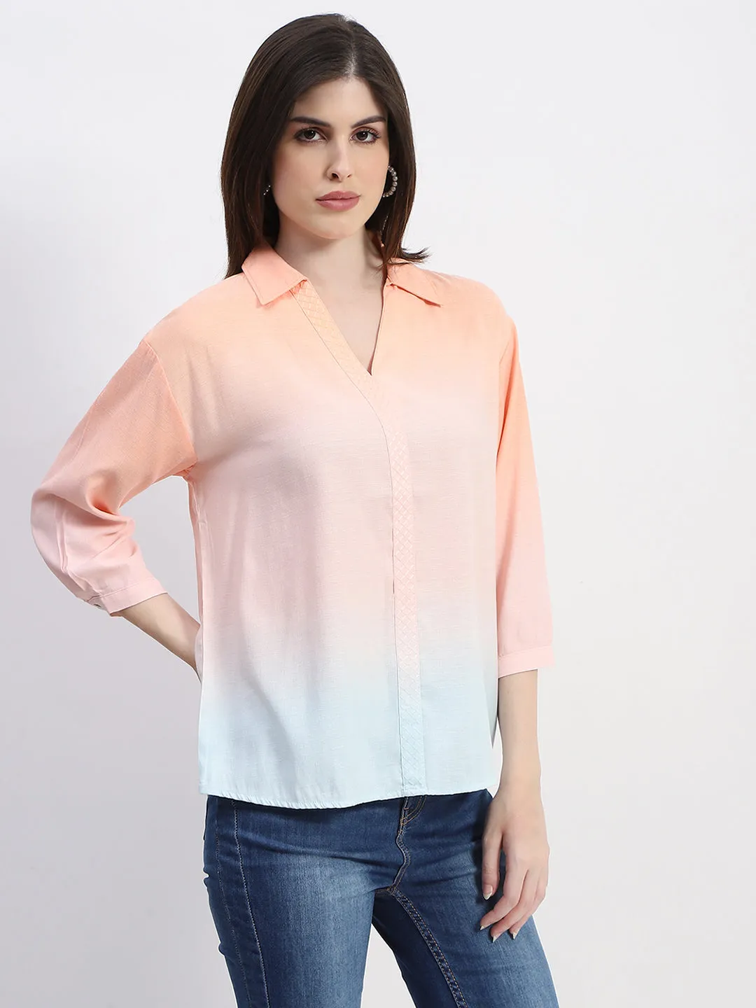 Madame Collared Embellished Orange Shirt