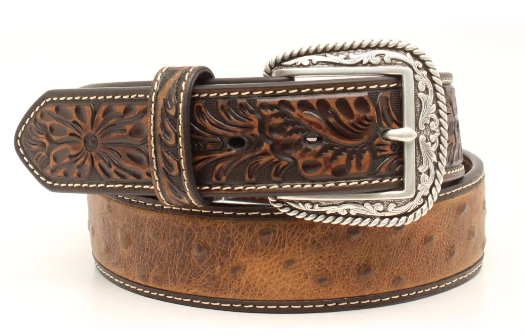 Men’s Ariat Belt | Ostrich Brown A1017202