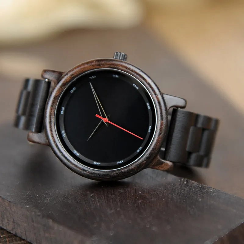 Men's Ebony Wood Watch With Wooden Gift Box