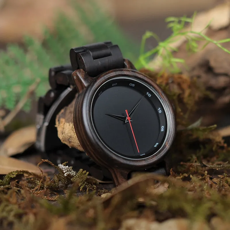 Men's Ebony Wood Watch With Wooden Gift Box