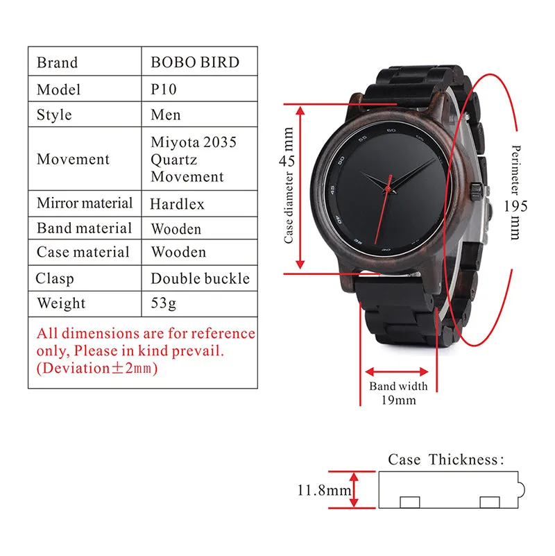 Men's Ebony Wood Watch With Wooden Gift Box