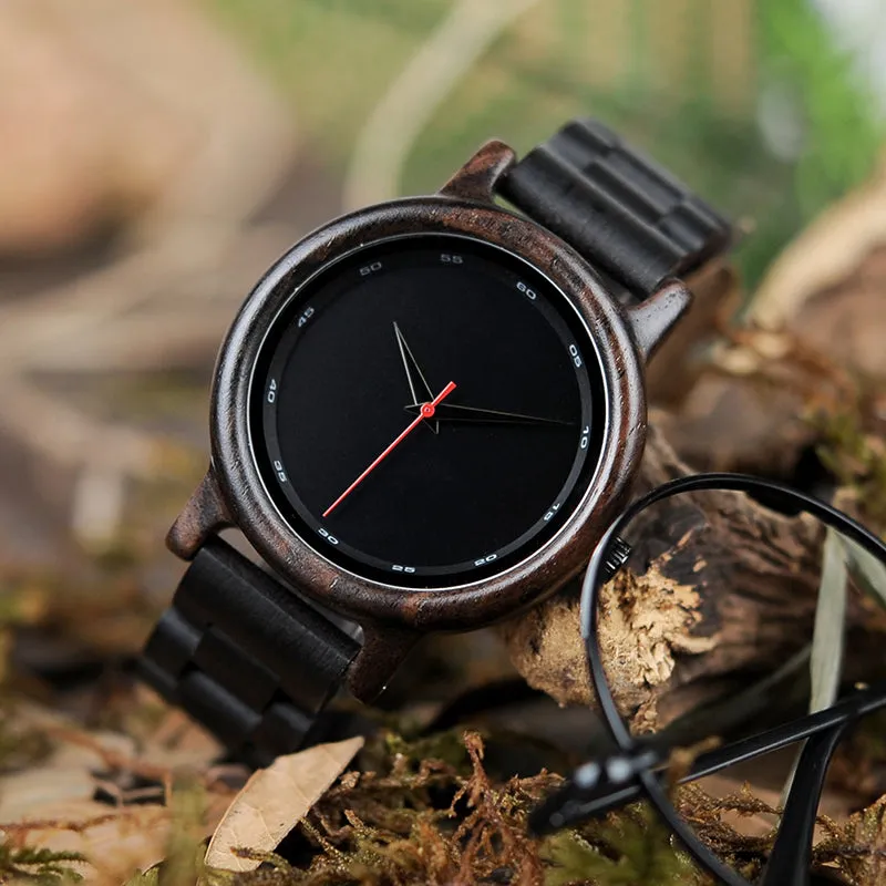 Men's Ebony Wood Watch With Wooden Gift Box