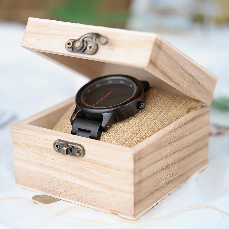 Men's Ebony Wood Watch With Wooden Gift Box